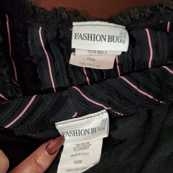 Vtg 90s Fashion Bug Sheer Overlay Stripe Corset Top Skirt Set Plus Size Gothic - Picture 10 of 16